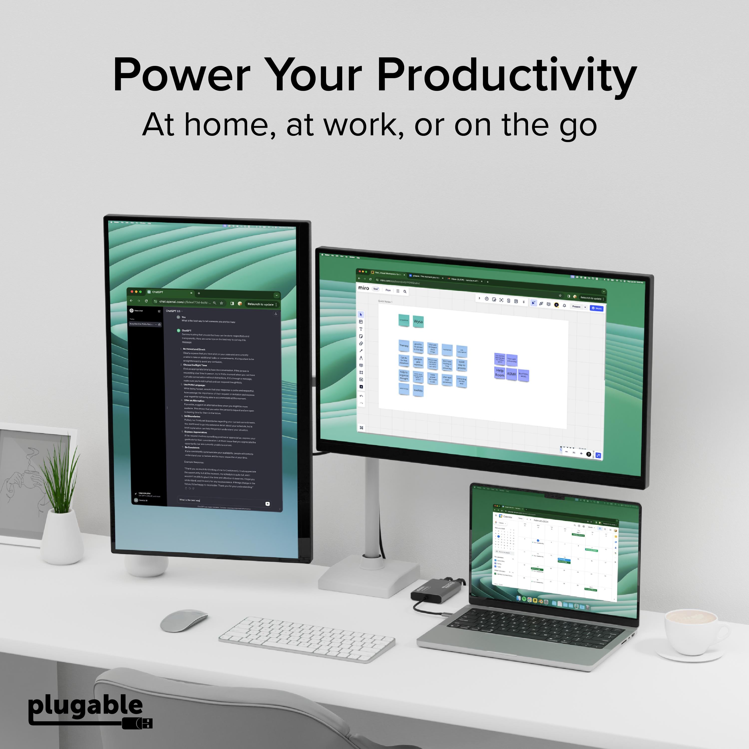 Plugable USB C to HDMI Adapter, Dual Monitor 4K 60Hz for Apple Mac
