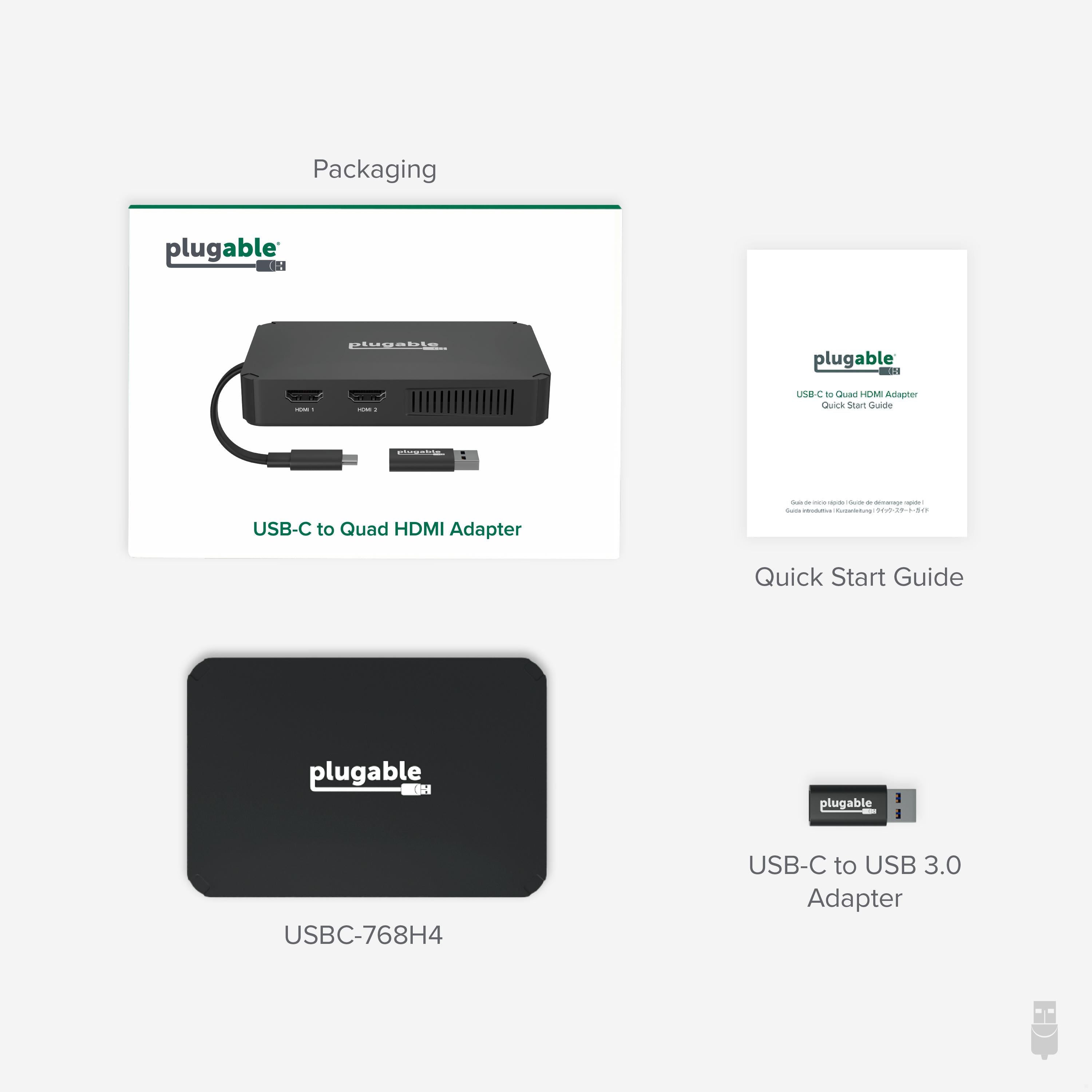 Plugable USB-C or USB 3.0 Quad HDMI Adapter ~ Plugable Technologies