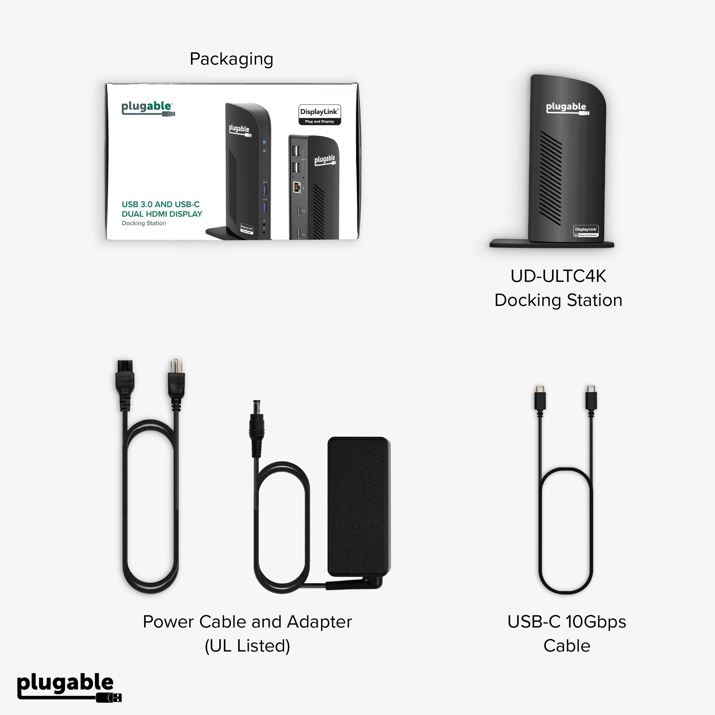 Plugable USB-C Triple 4K Display Docking Station with DisplayLink