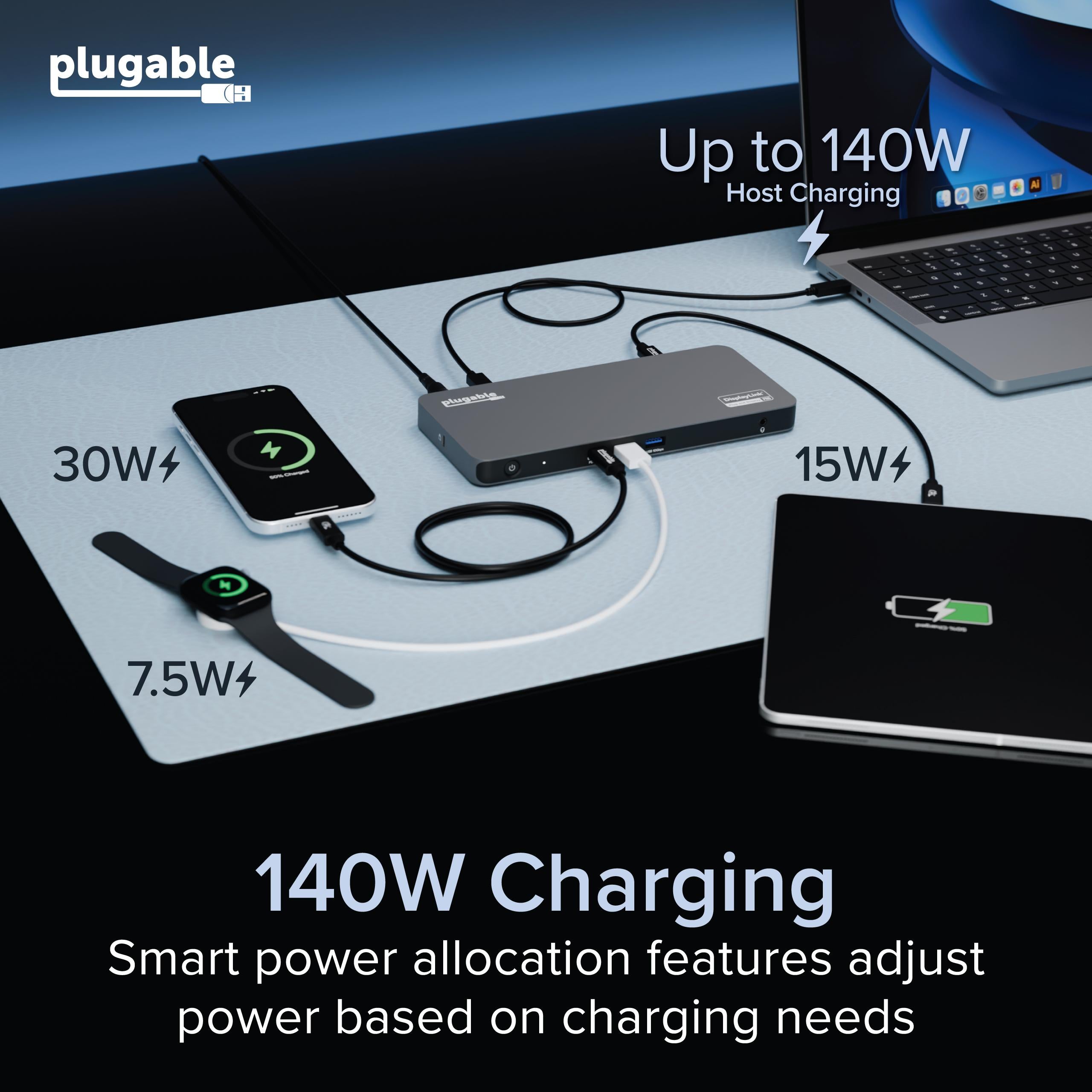 Plugable USB-C 5-Display Docking Station with HDMI 2.1 and 140W