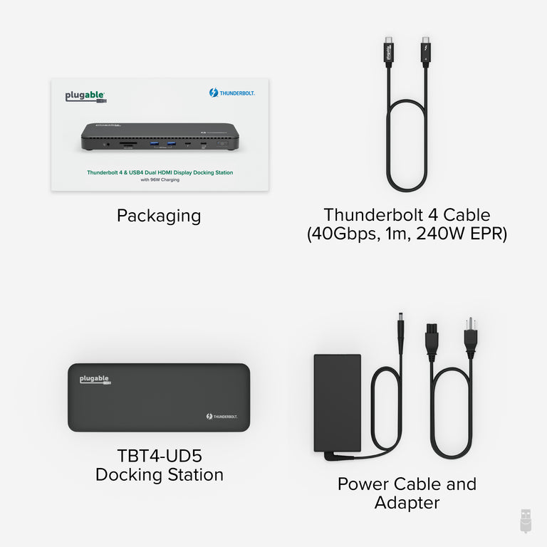 Plugable Thunderbolt 4 Dock for 4K Dual Monitors or Single 8K, 100W La ...