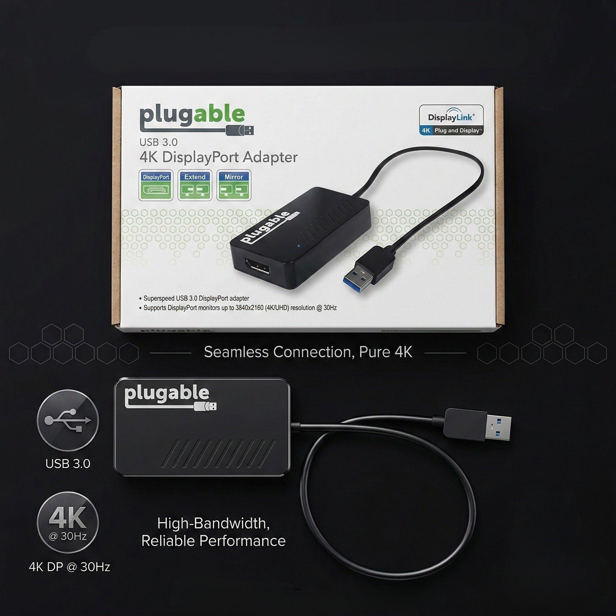 Plugable USB 3.0 4K DisplayPort Adapter for Multiple Monitors