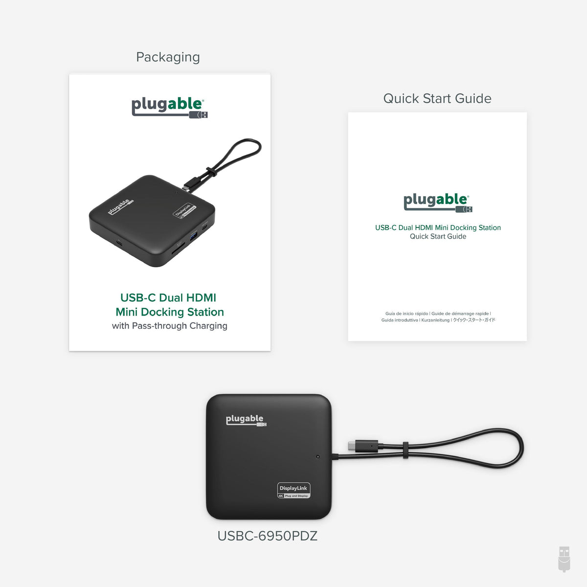Plugable USB-C Dual HDMI Docking Station, 100W Pass Through Charging ...