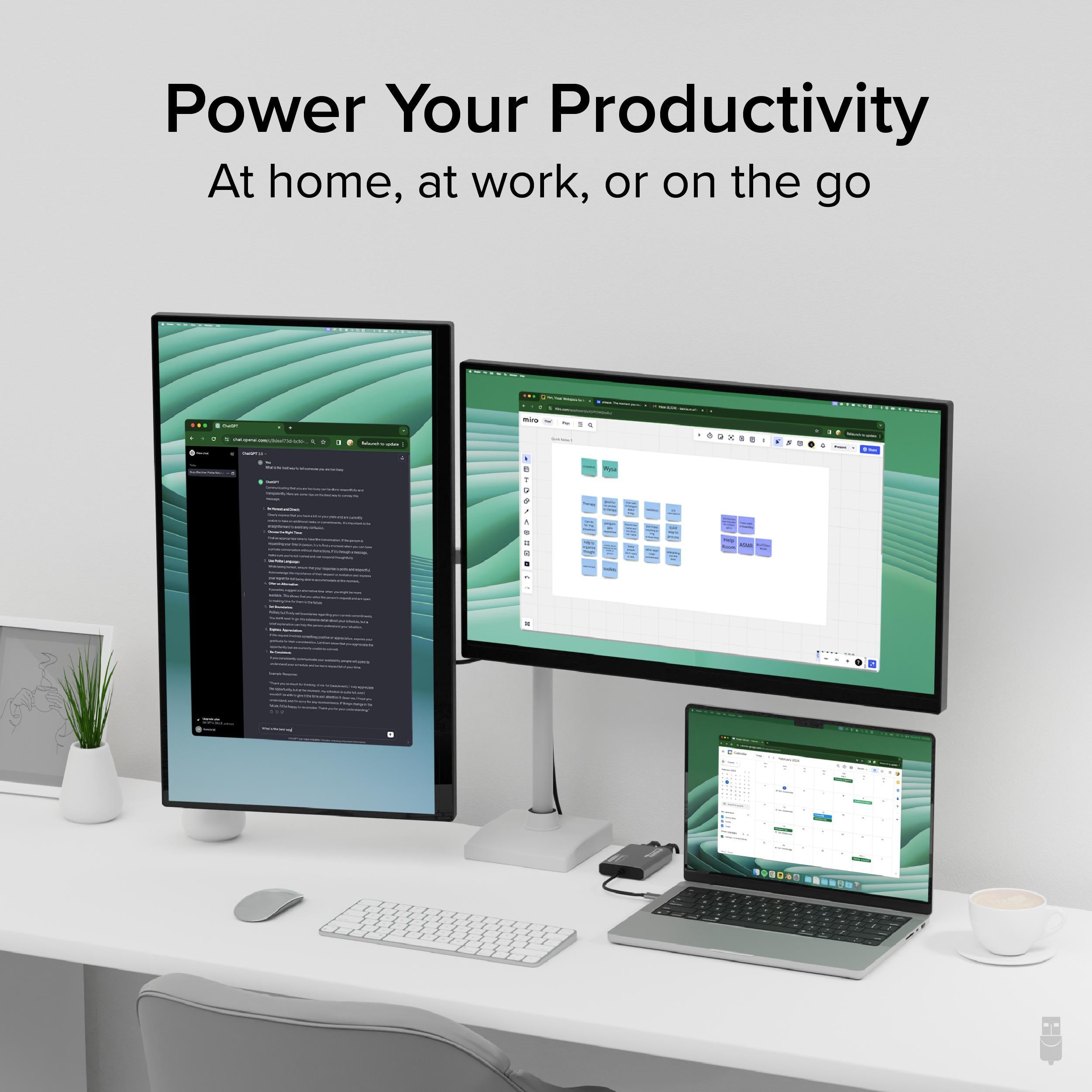 Plugable USB C to HDMI Adapter, Dual Monitor 4K 60Hz for Apple Mac