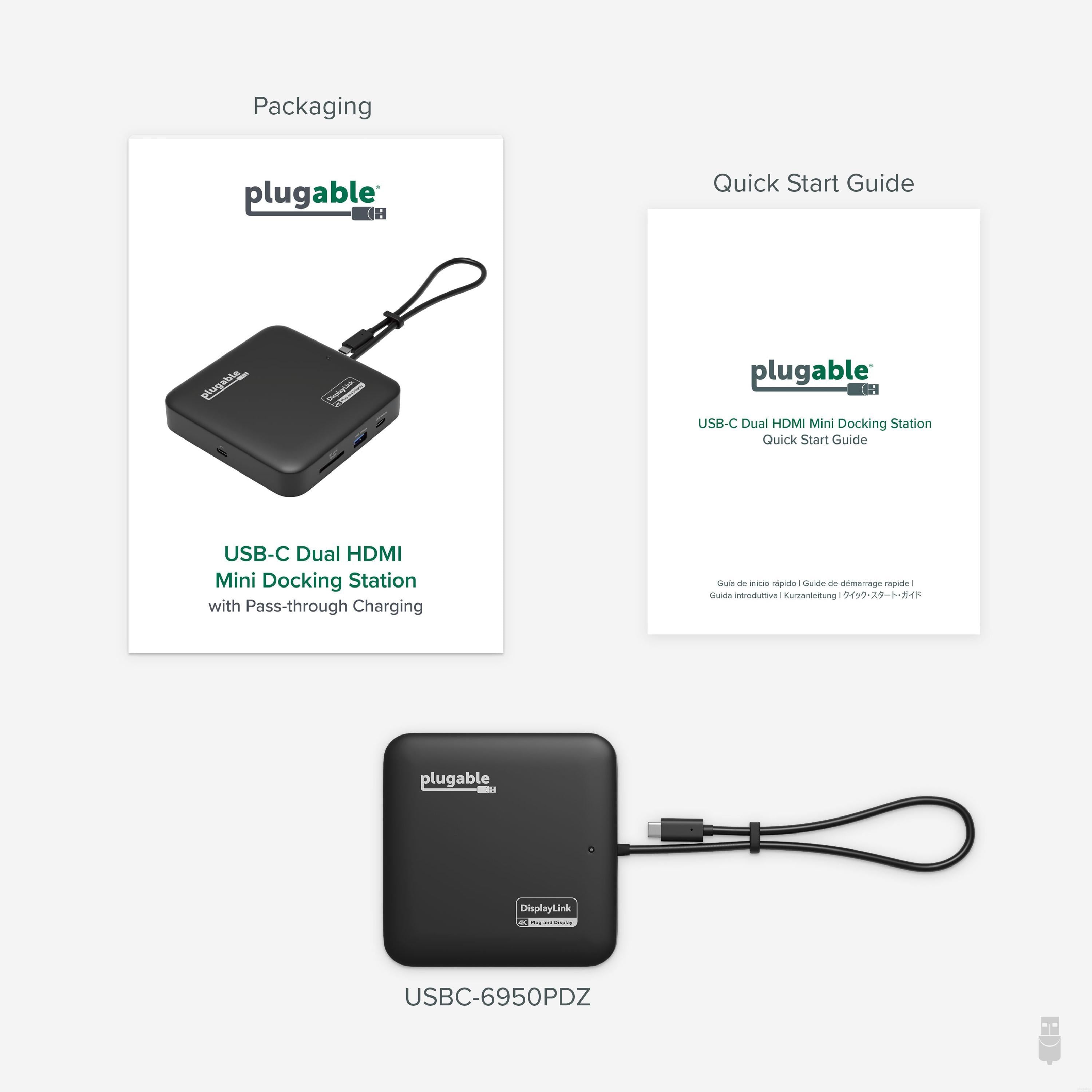 Deals PLUGABLE 6950-PDZ USB-C DUAL HDMI MINI DOCKING STATION