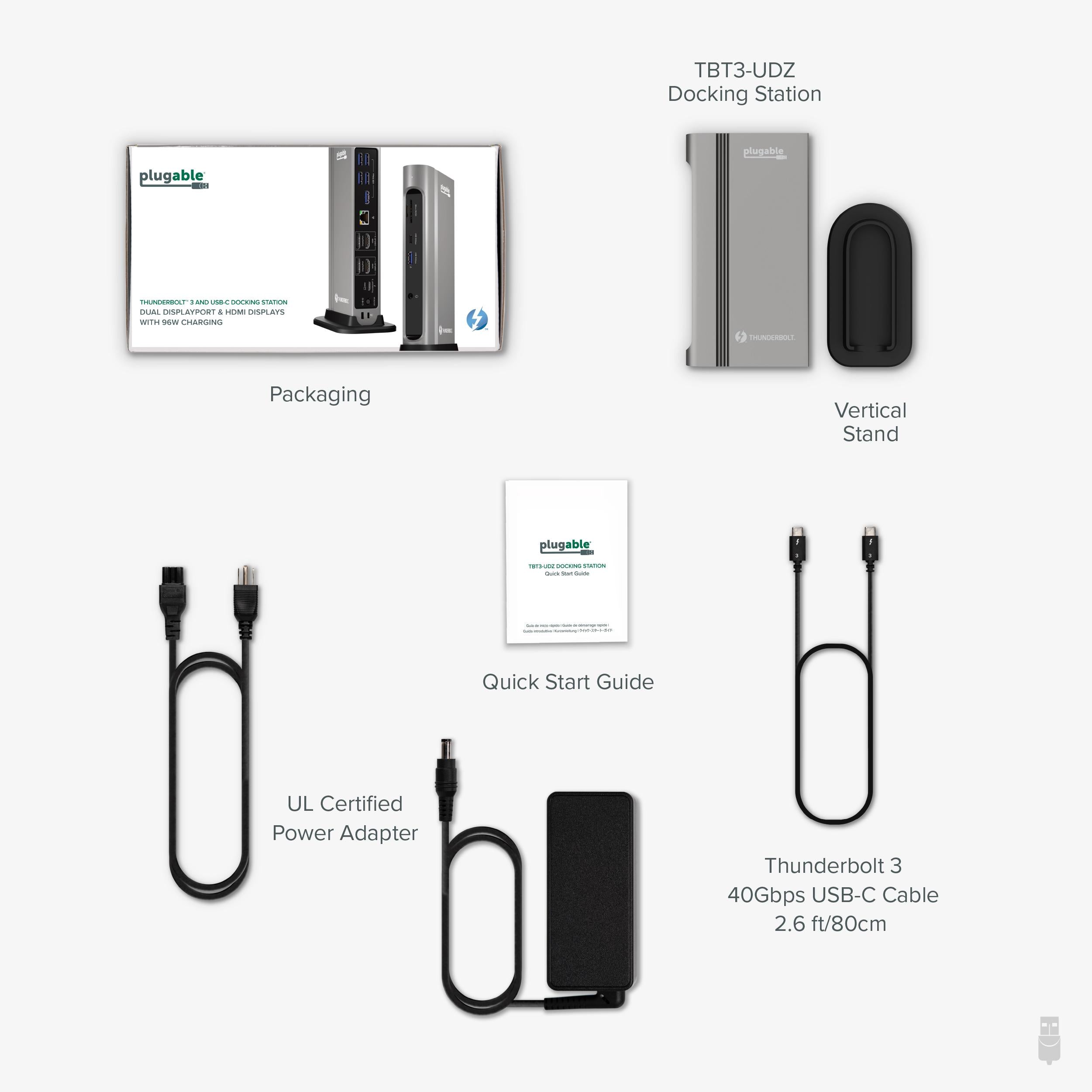 Plugable Thunderbolt™ and USB-C Dual Monitor Docking Station, 96W