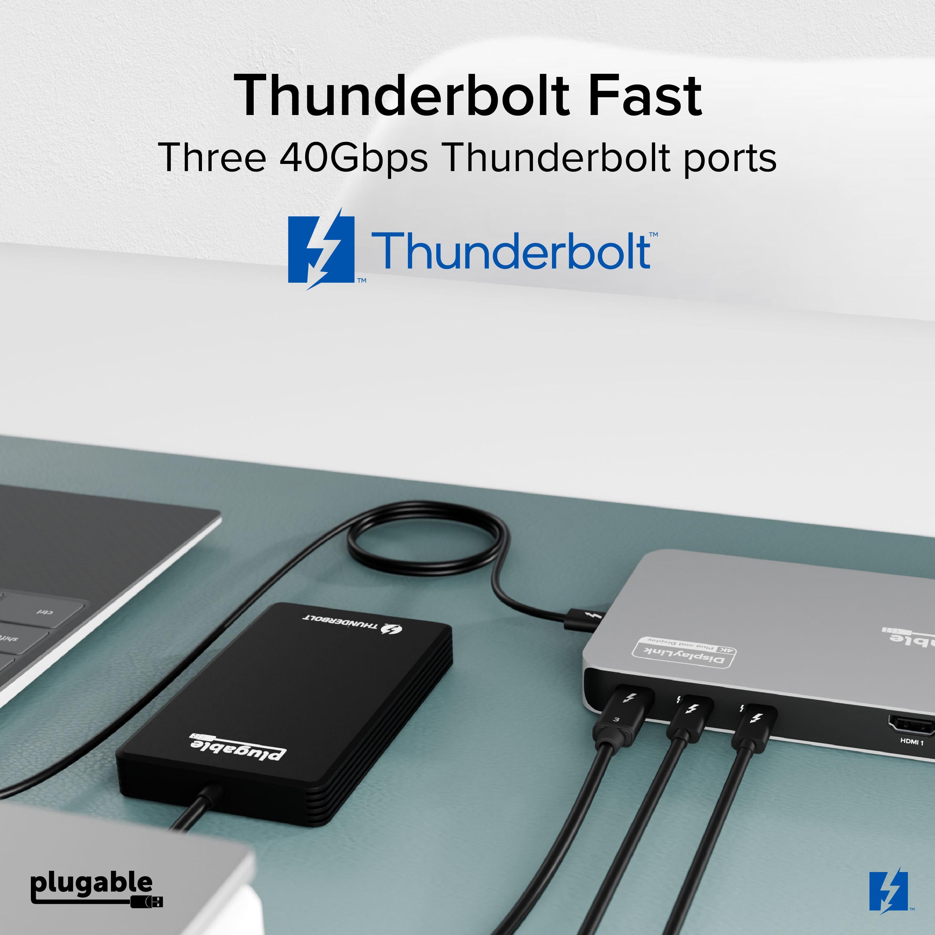 Plugable Thunderbolt 4 Docking Station for 4K Quad Monitors, 100W