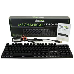 Plugable Full Size 104-Key Mechanical Keyboard With Blue-Style Switche ...
