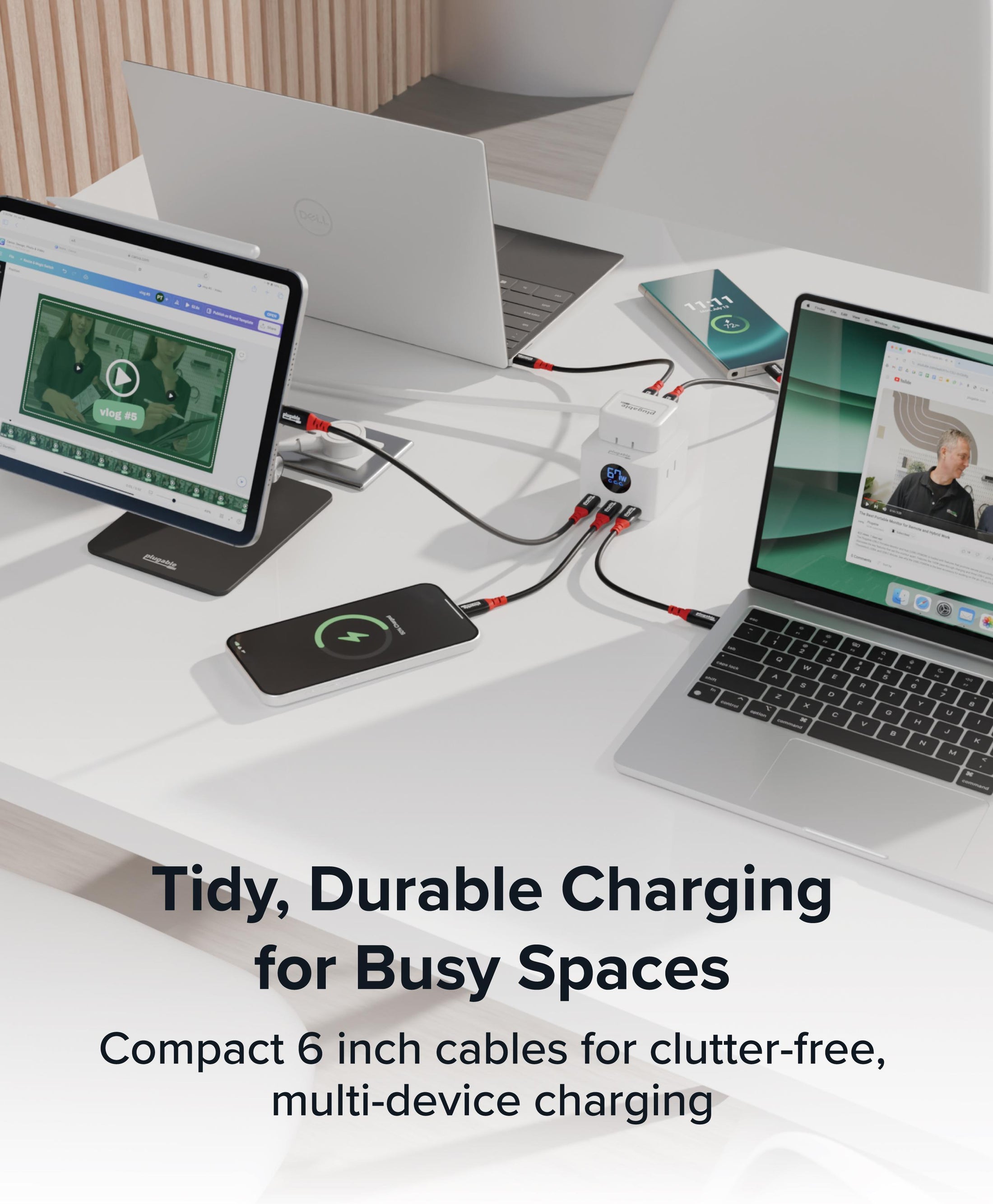 Plugable USB-C Cables, Data Blocker Charge Only, 240W (6 inch, Pack of ...