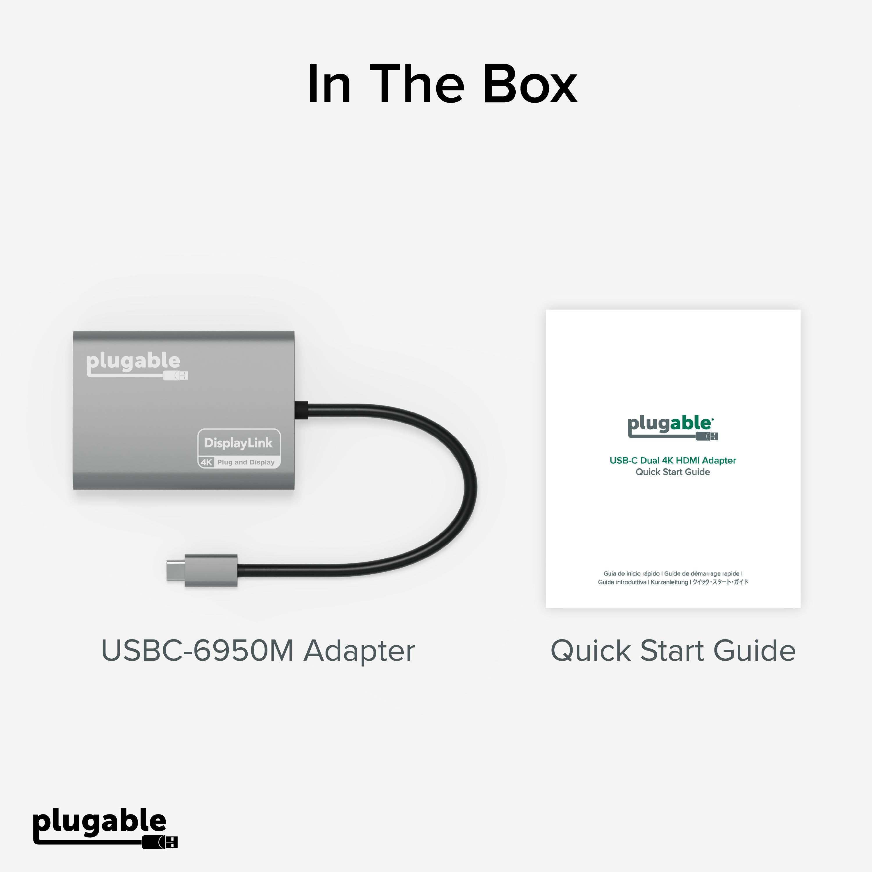 Plugable USB C to HDMI Adapter, Dual Monitor 4K 60Hz for Apple Mac
