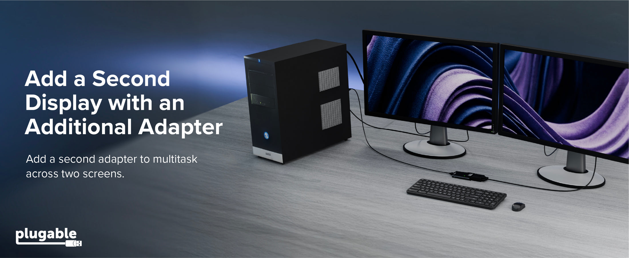 usb graphics card connects desktop to dual monitors text Add a Second Display with an Adapter