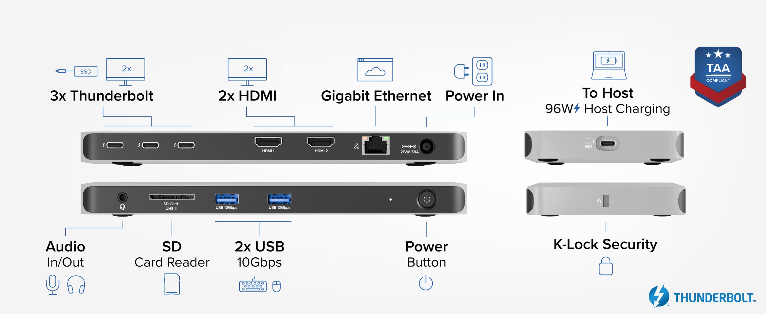 Plugable Thunderbolt 4 Docking Station for 4K Quad Monitors, 100W