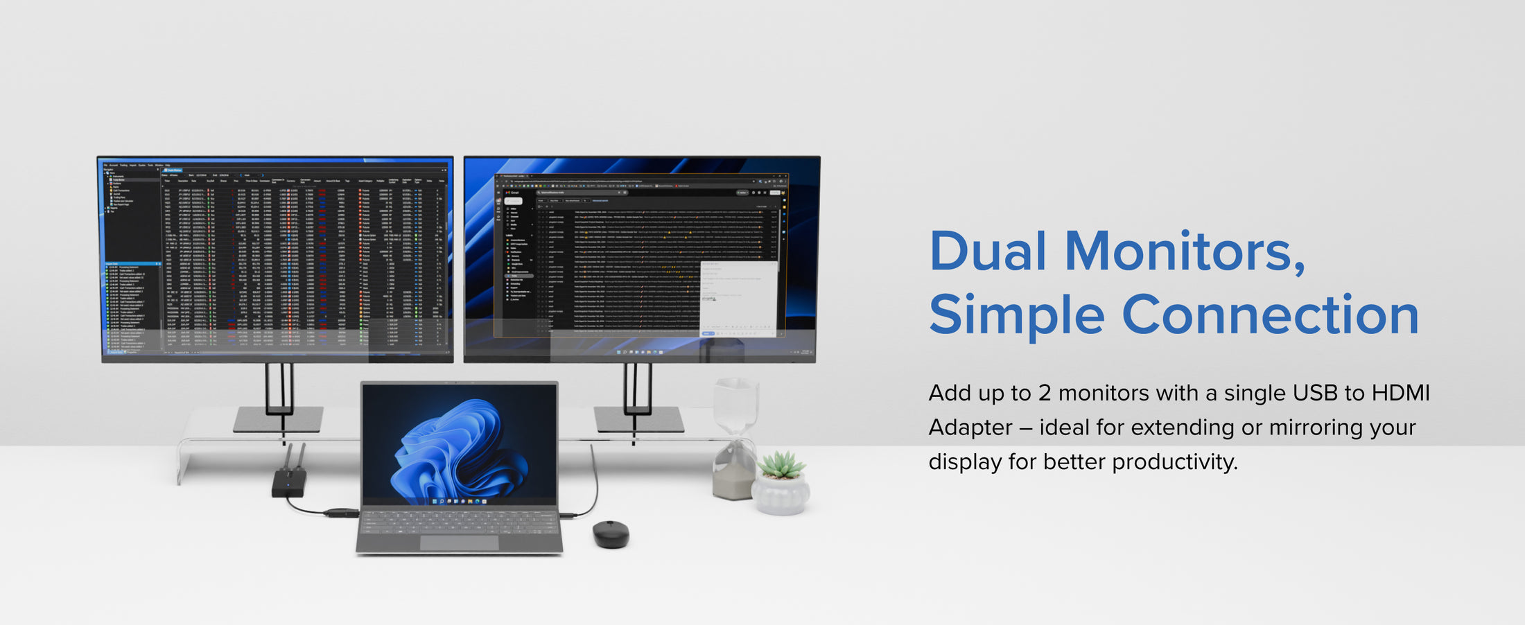 Connection Simplicity a hybrid 2-in1 USB A and USB C to HDMI Adapter