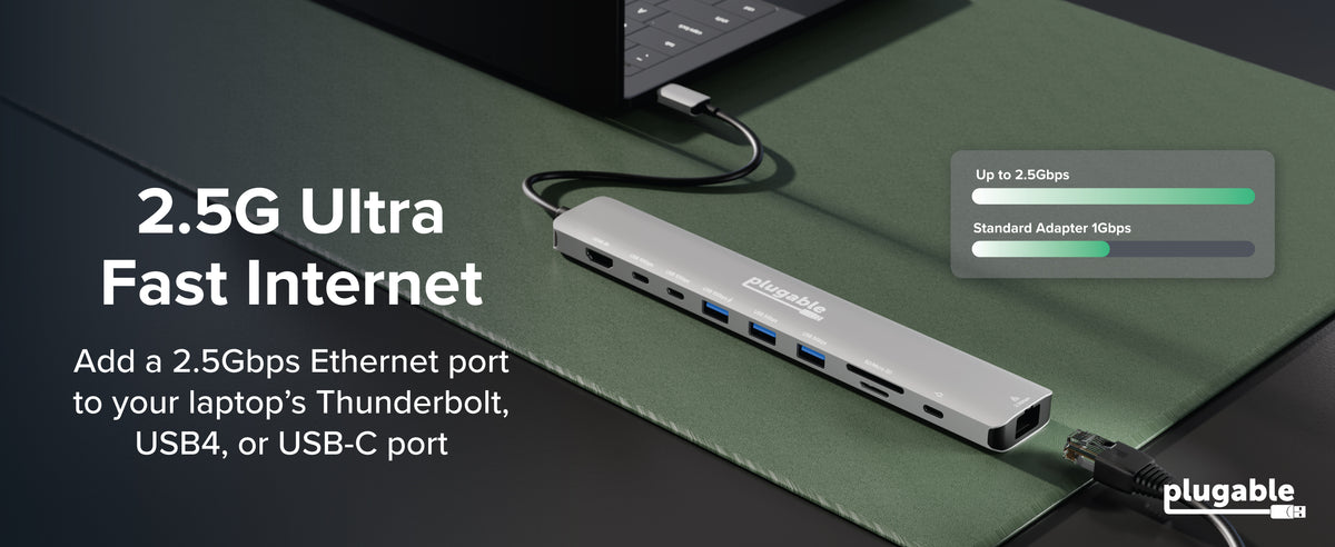 Plugable USB-C Hub 10-in-1 with 4K 144Hz HDMI, 2.5Gbps Ethernet, 140W ...