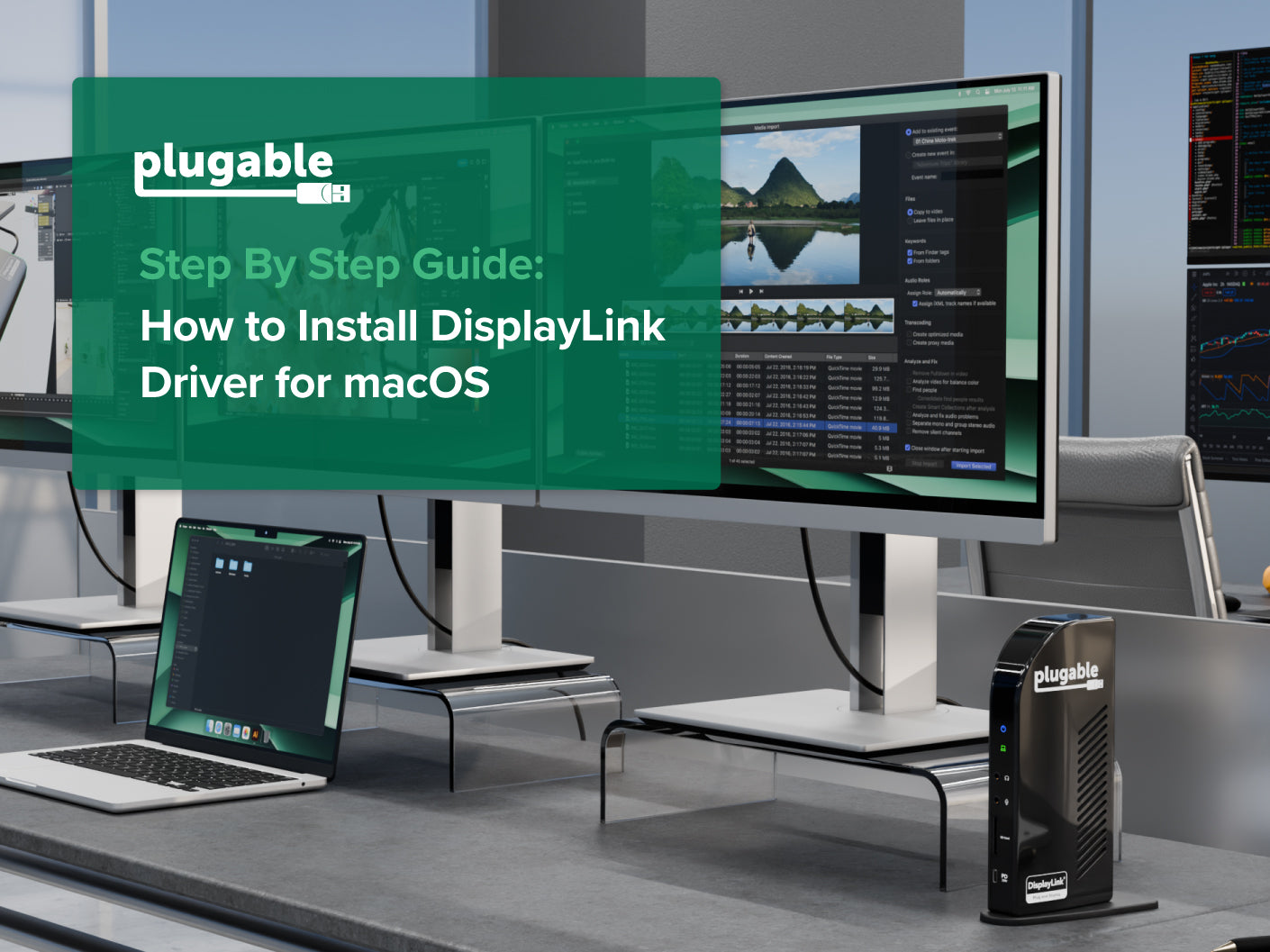 Plugable USB-C Docking Station for 4 Monitor Setup, 96W Laptop