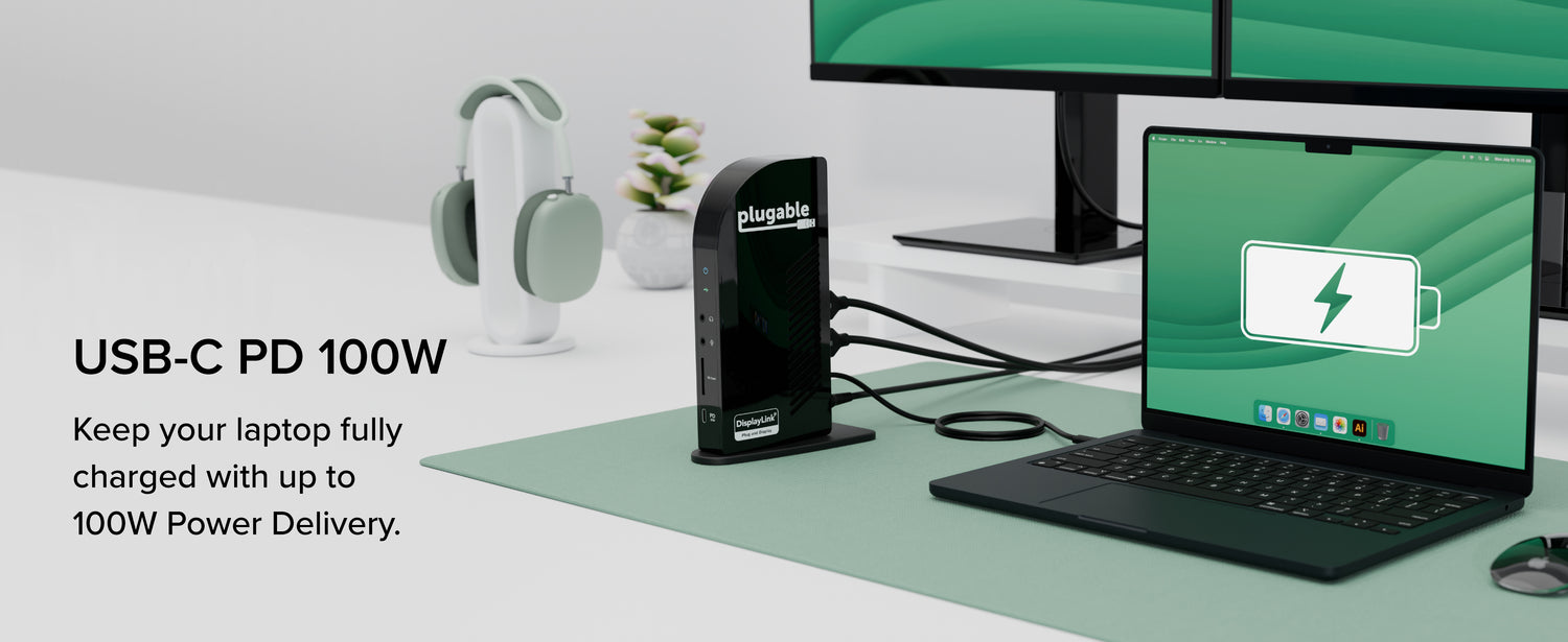 Plugable USB-C Triple Display Docking Station with DisplayLink USB ...