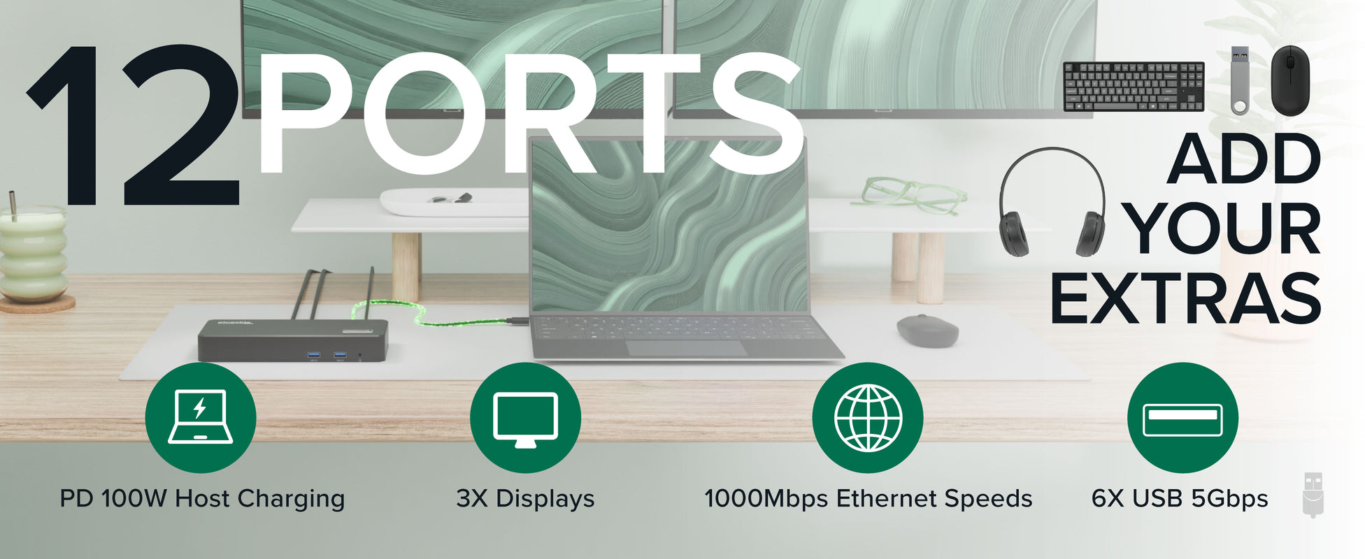 Power up your home office with a Thunderbolt dock, docking station dual monitor, and USB hub for PC