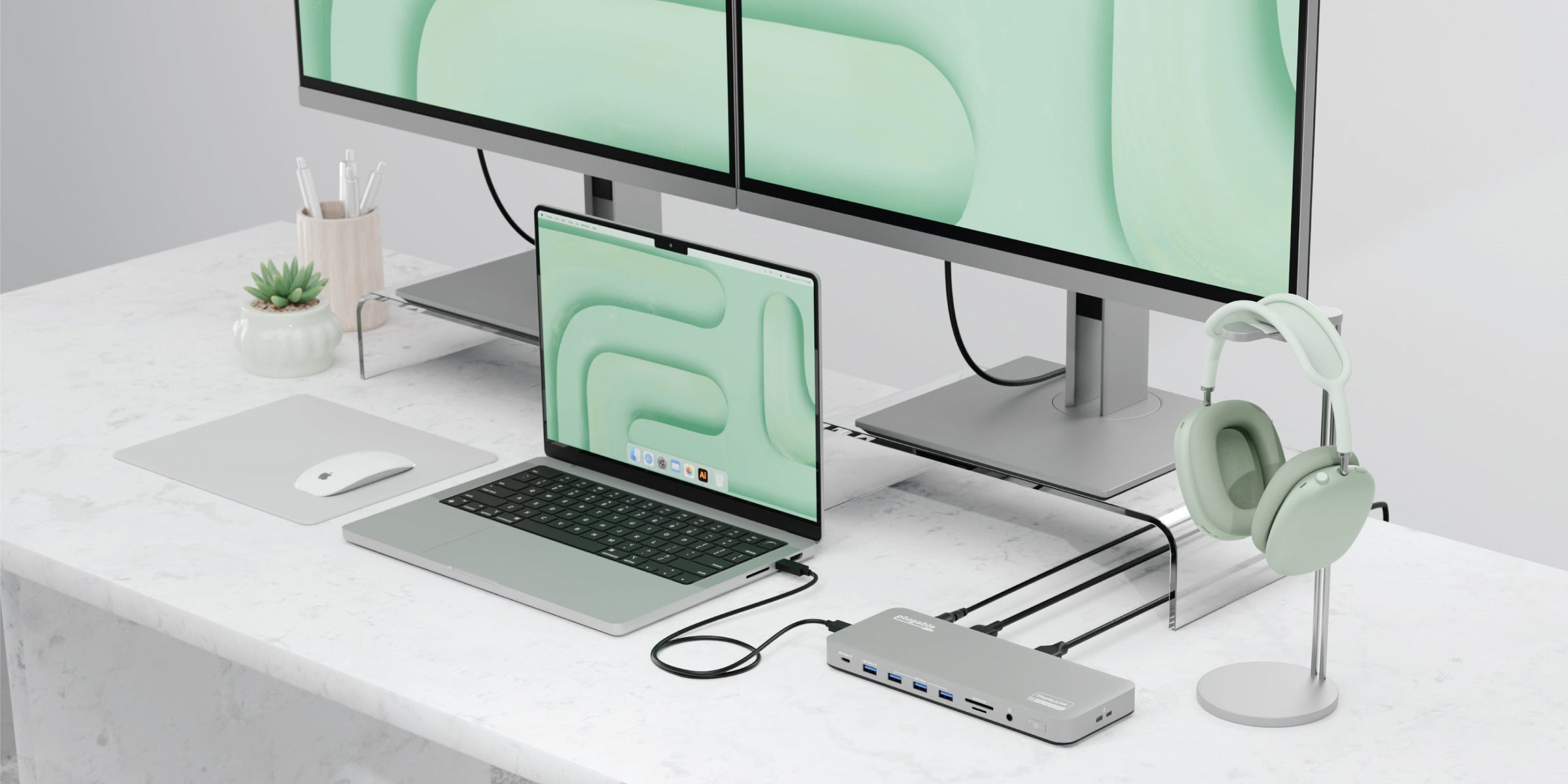 The UD-6950PDH is the Dual Display Dock for Mac