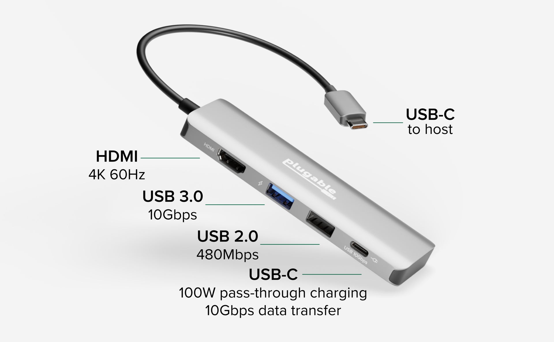 The Usb C Hub With Power And Data Plugable Technologies 1775