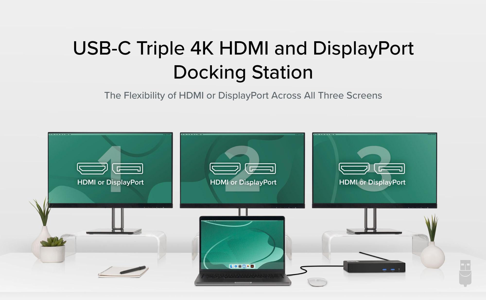 Plugable USB-C Docking Station, 4K Triple Monitors, 60W Laptop Chargin –  Plugable Technologies