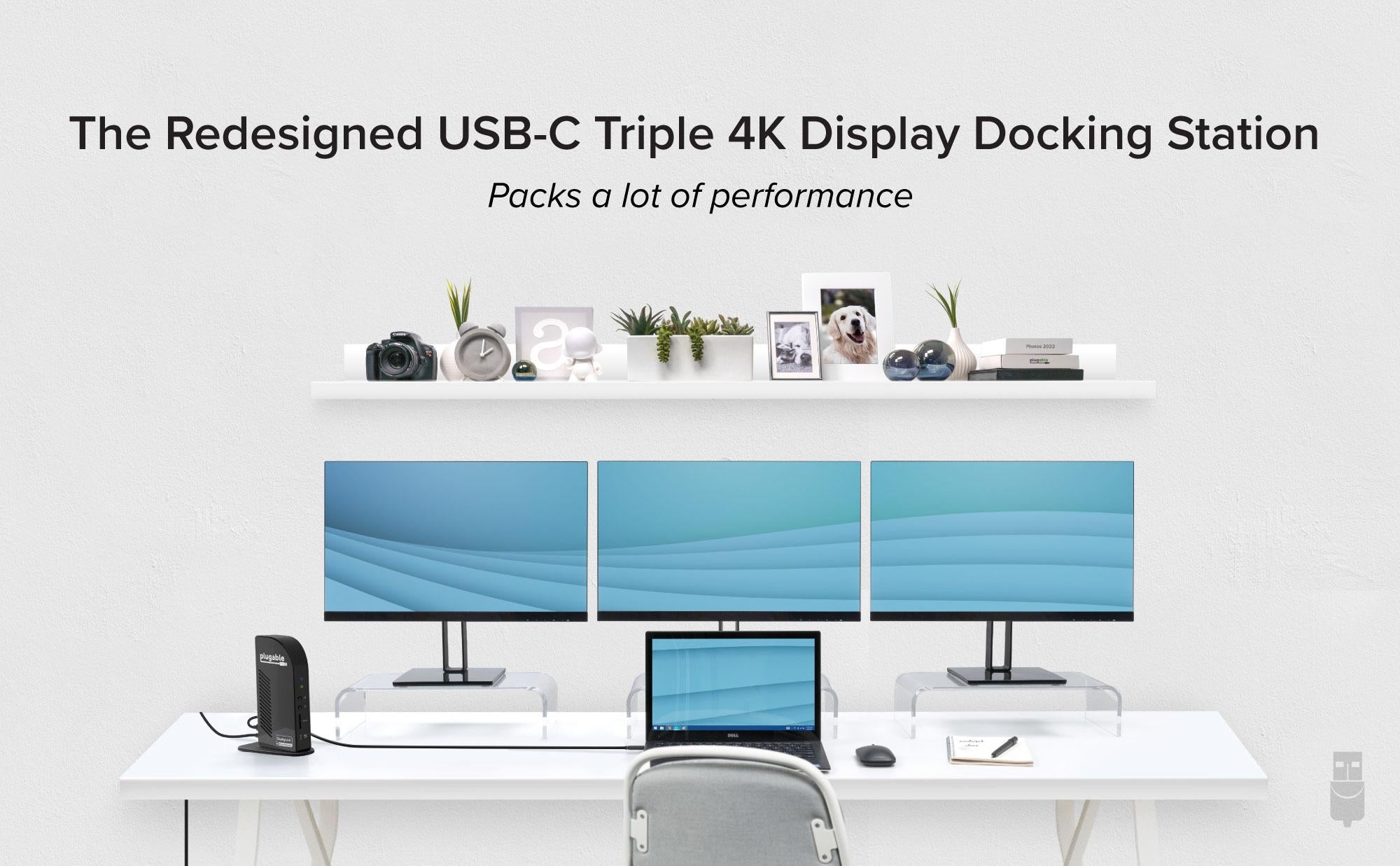Plugable USB-C 4K Triple Display Docking Station with Charging