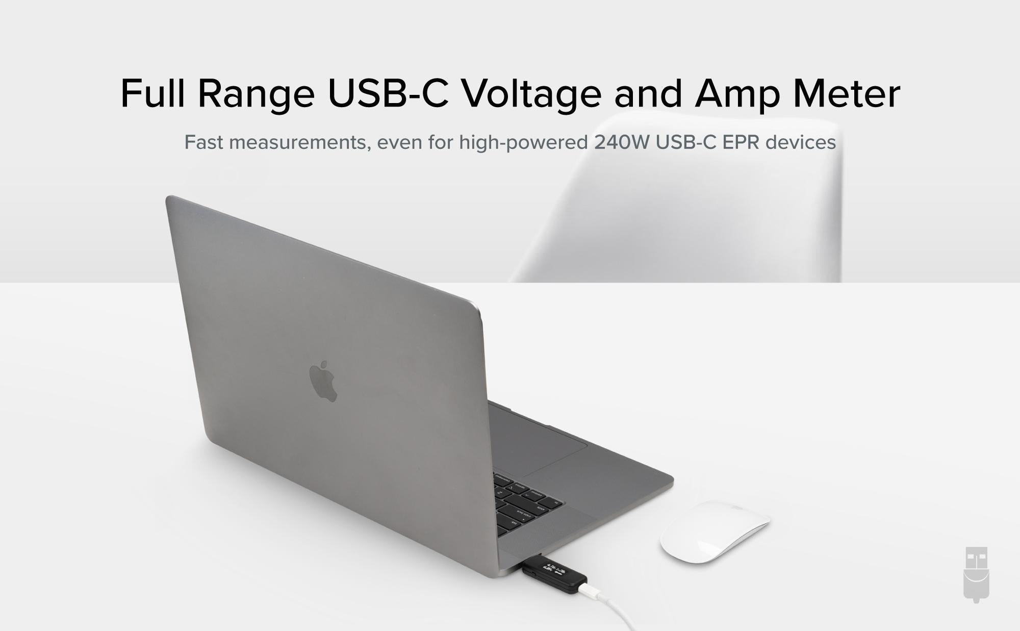 USBC-VAMETER3 Connected to a Laptop Charging