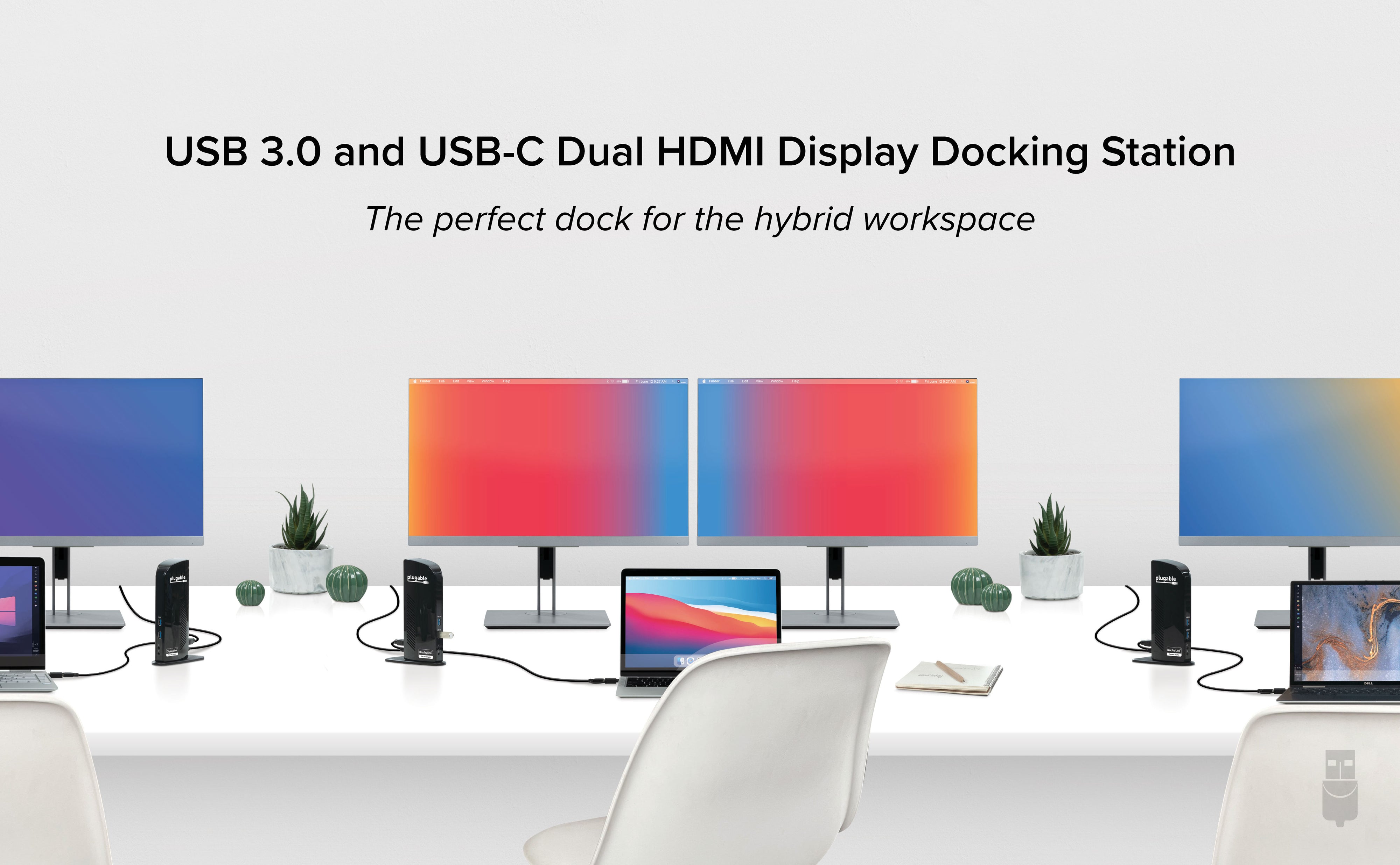 Plugable USB 3.0 and USB-C Docking Station with Displaylink