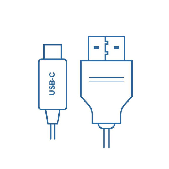 Image of the USB-C and HDMI connectors on either end of the Plugable USBC-HDMI-CABLE