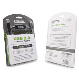 A image showing the front and back side of the retail packaging for the usb-easy-tran.
