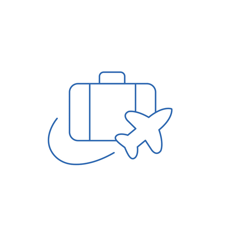 suitcase and airplane line art representing travel