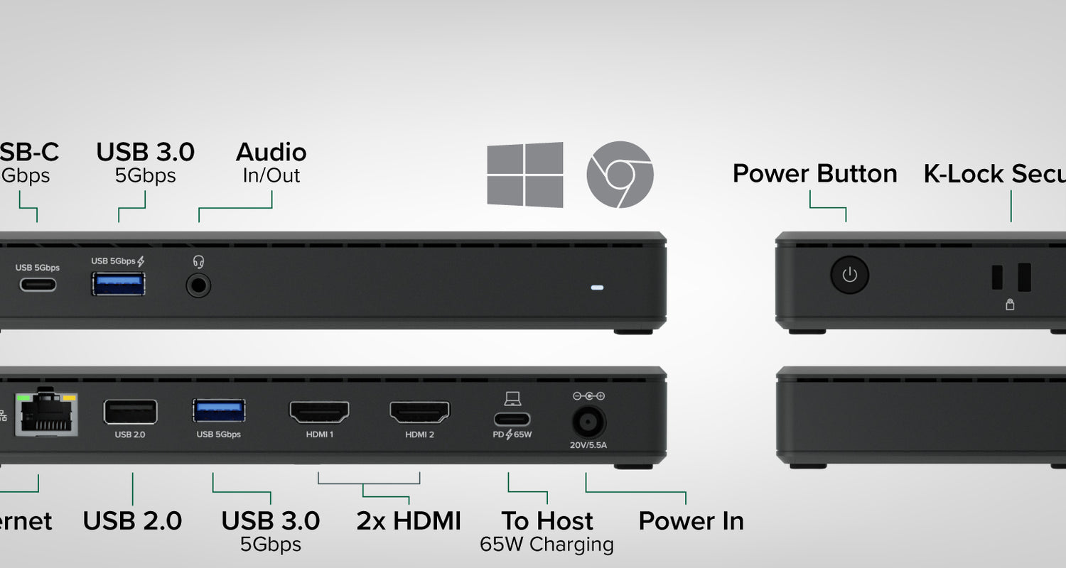 Pluggable Display Plugable USB-C Dual HDMI Display Docking Station with 65W Laptop Charg ...