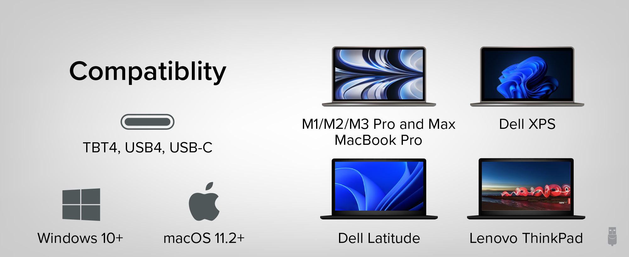 An image showing the TBT4-UD5's compatibility with popular devices