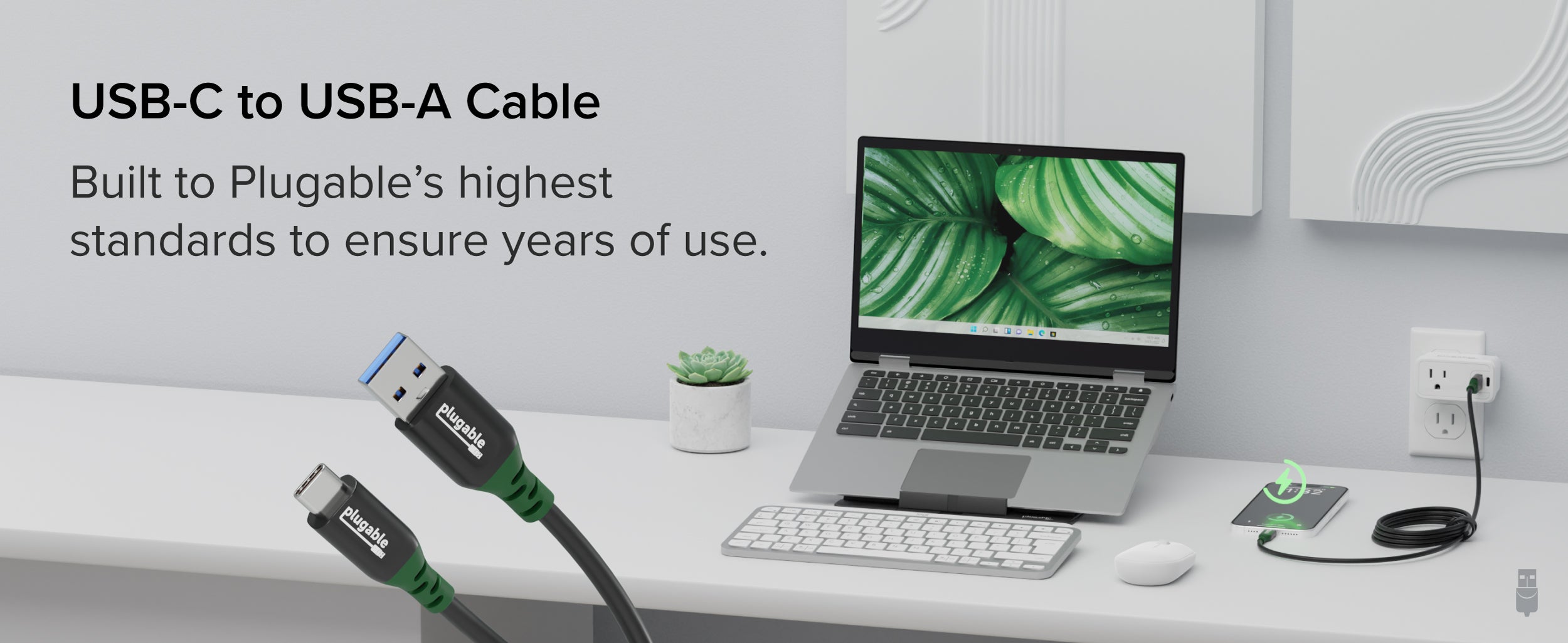 Plugable USB C to USB A Cable for Data and Charging (6.6ft / 2m ...