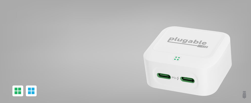 Plugable Dual USB-C Fast Charger, 40W - White ~ Plugable Technologies