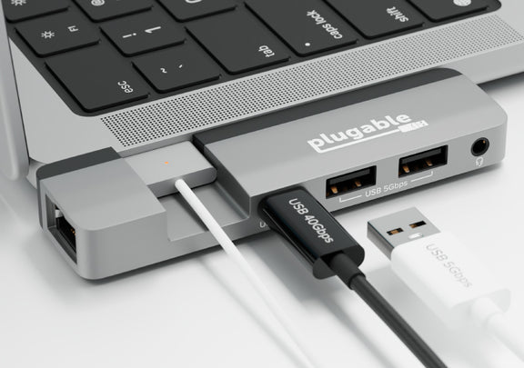 The Full-Featured MacBook Hub With Space for MagSafe – Plugable Technologies