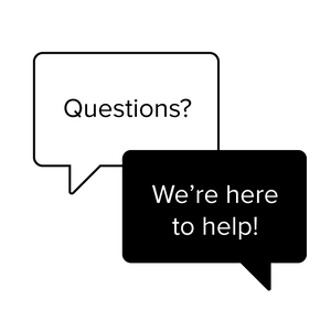 Image reading: Questions? We're here to help!