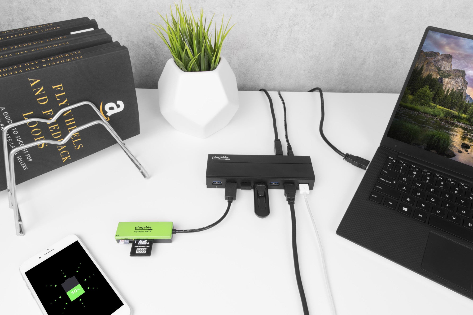 7-Port USB-A Hub with 5V 3A Power Supply, USB Hubs and Cards, USB Cables,  Adapters, and Hubs
