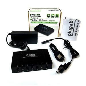 Plugable USB 2.0 7-Port Hub with 60W Power Adapter – Plugable