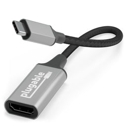 Plugable USB-C to HDMI adapter cable with braided cord.