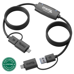 Plugable USB Data Transfer Cable with USB-C Adapters, 6.6ft main image