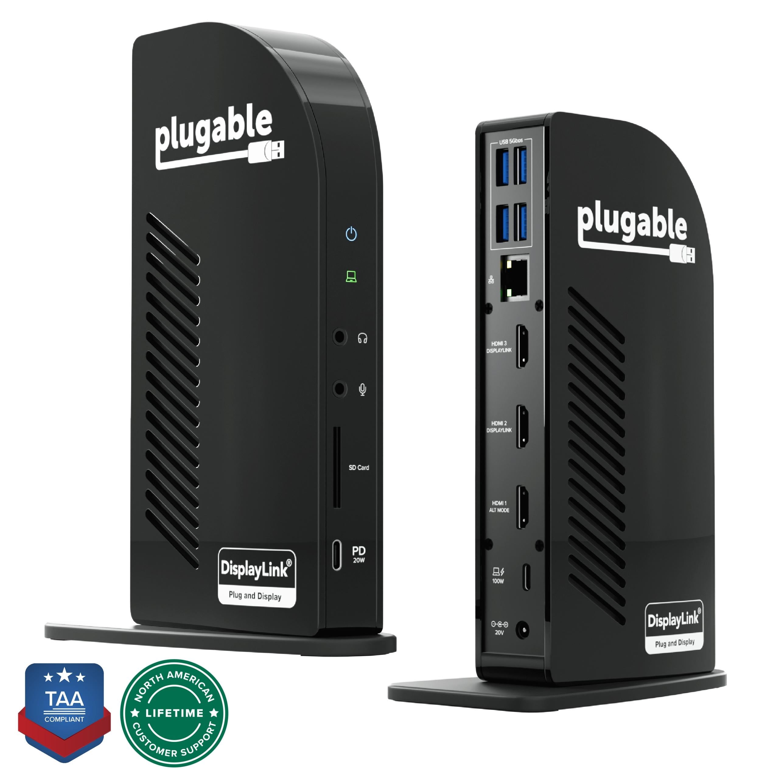 Plugable USB-C Triple Display Docking Station with DisplayLink USB