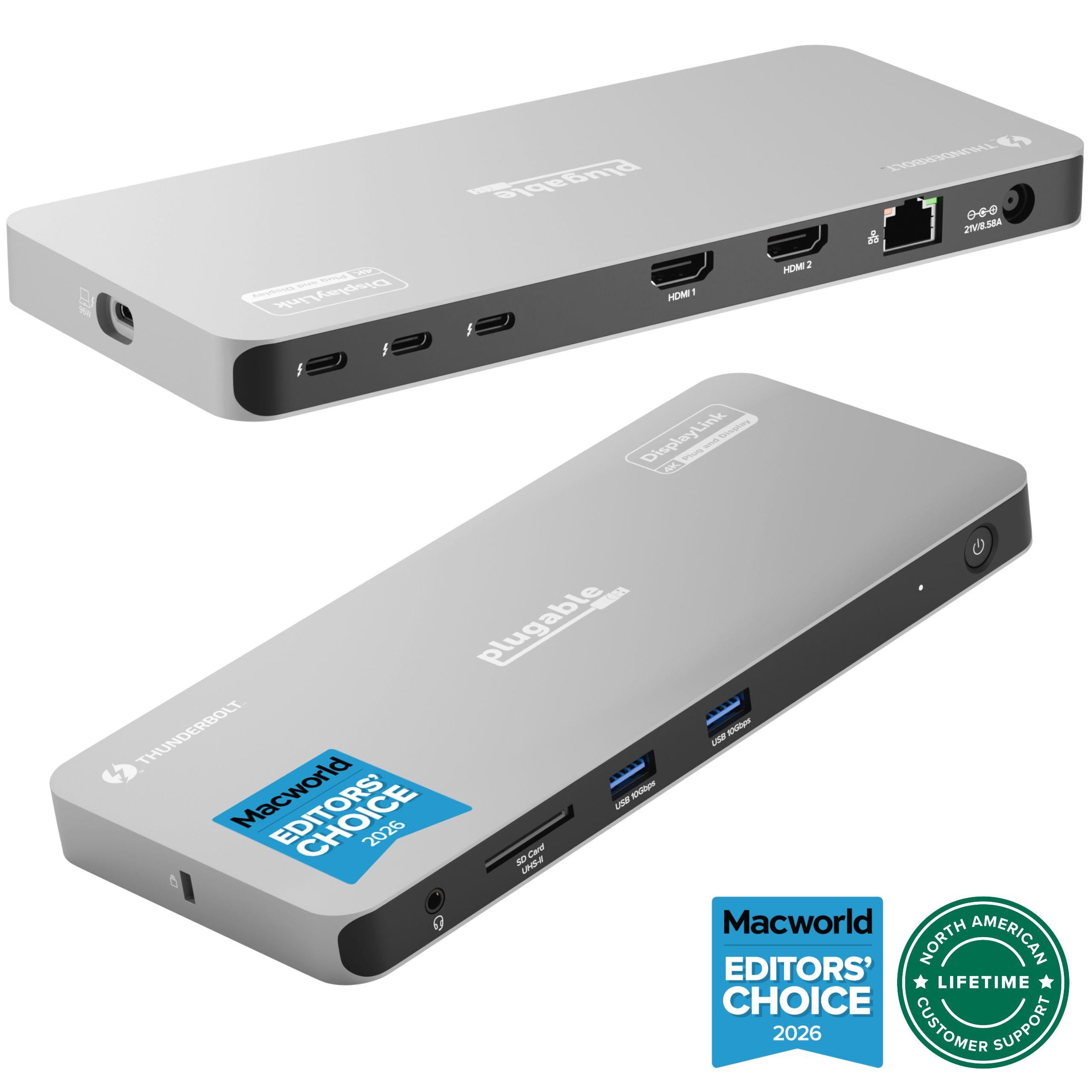 Plugable Thunderbolt 4 Docking Station for 4K Quad Monitors, 100W