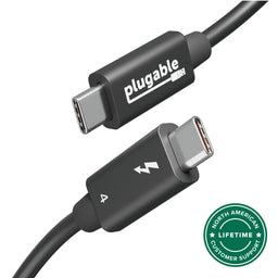 Plugable Thunderbolt 4 USB-C cable with North American lifetime customer support.