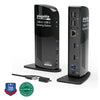 Plugable UD-3900 USB-A/USB-C docking station with 2x USB 3.0, 4x USB 2.0, Ethernet, 2x HDMI, audio jacks, and 5V/4A.