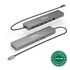 Plugable 11-in-1 USB-C Hub, 100W USB-C Pass-through, Laptop Docking Station Dual Monitor, 4K 60Hz HDMI, Compatible with Thunderbolt, Windows, Chromebooks, Displays Mirrored on Mac main image