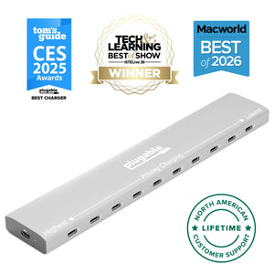 Plugable 10 Port USB-C Charging Station, 100W Priority Charging main image