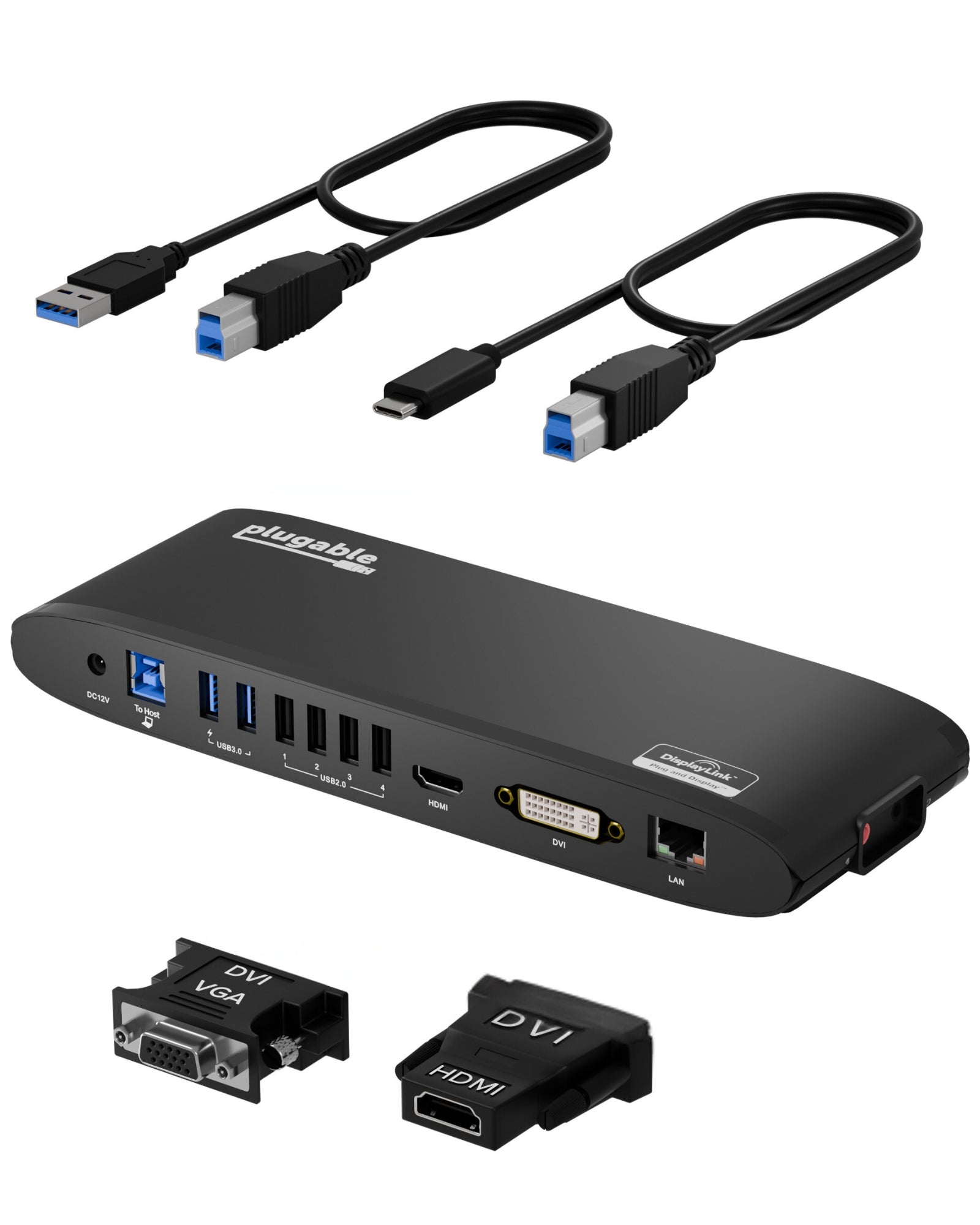 Plugable Universal Dual HDMI Monitor Docking Station for Dell, HP, Lenovo, Macbook (B-Stock)