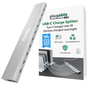 Plugable 10 Port USB-C Charging Station, 100W Priority Charging main image