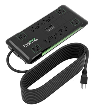 Plugable 12-Outlet Power Strip with 2-Port USB Charger (25ft/7.6m Cable) main image