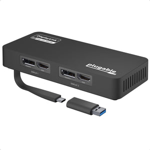 Plugable 4K DisplayPort and HDMI Dual Monitor Adapter for USB 3.0 and USB-C, Compatible with Windows and ChromeOS main image